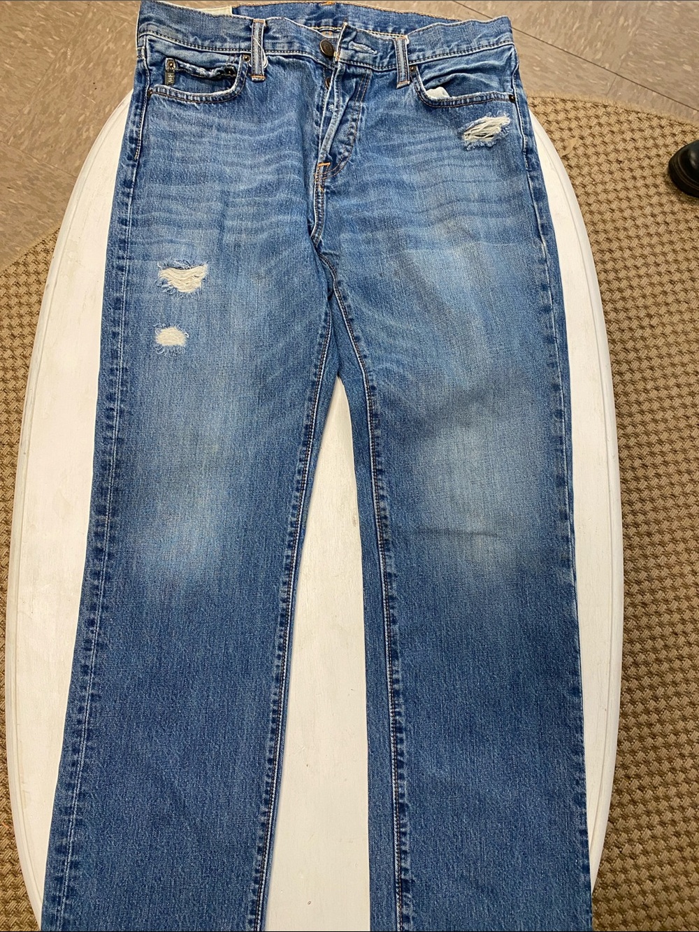 Abercrombie & Fitch Light Blue Straight Jeans with Distress